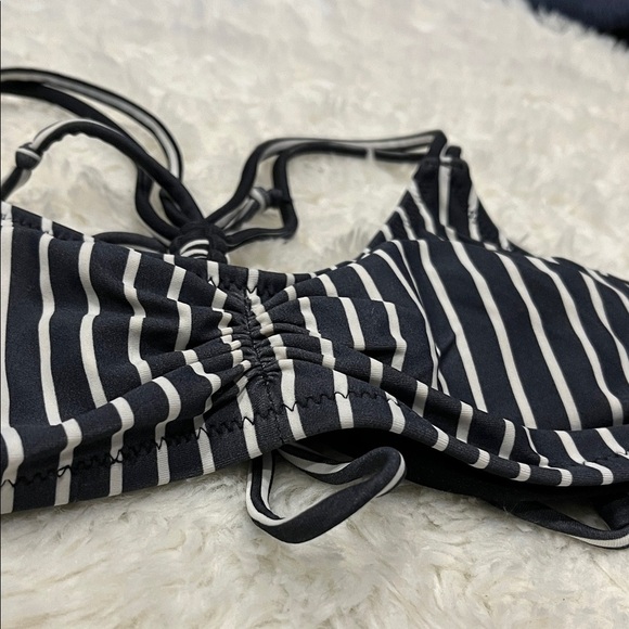 Striped Black and White Bikini Top - Picture 2 of 3